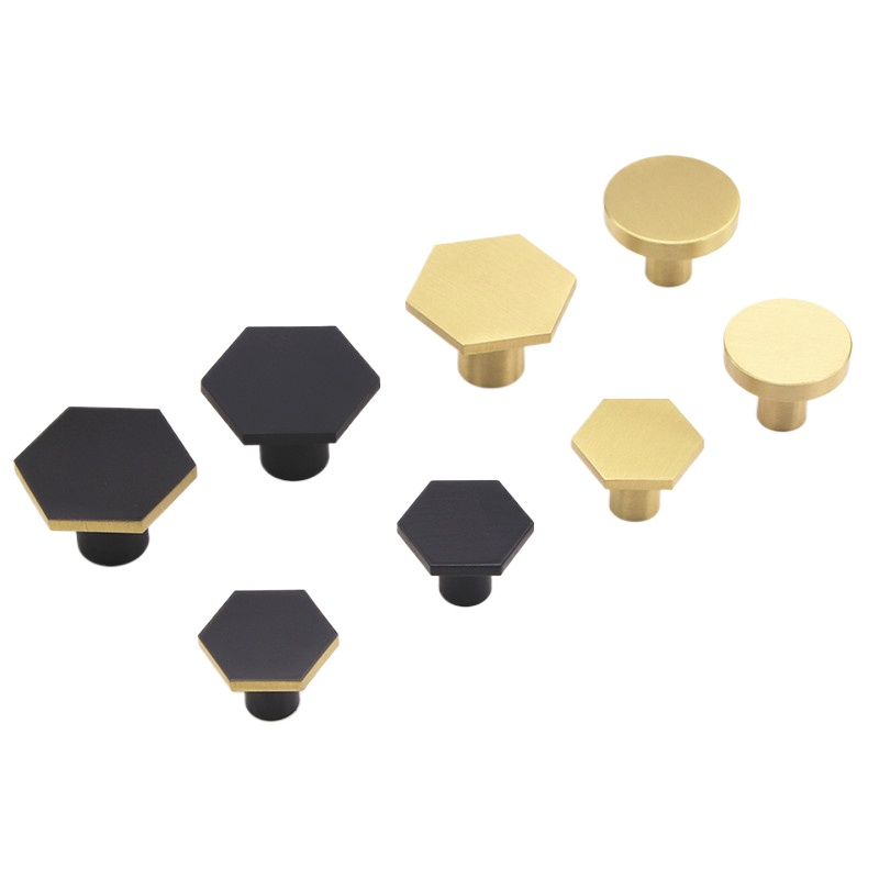 Furniture Hardware Drawer Pulls - 3pcs Brass Hexagon Cabinet Handle Single