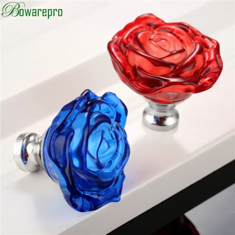 Furniture Hardware Drawer Pulls - Bowarepro 50MM Pha Lê Hoa Hồng