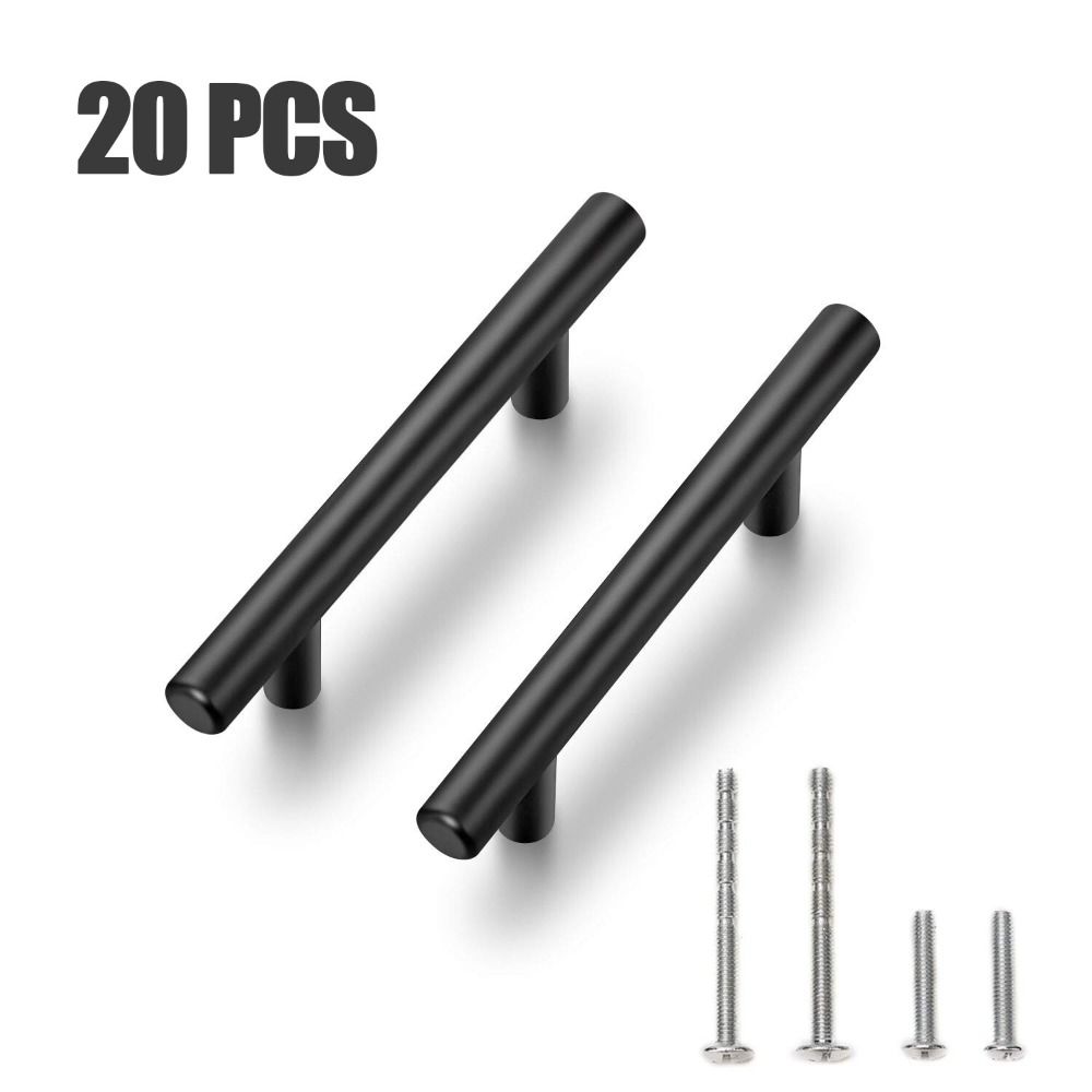 Furniture Hardware Drawer Pulls - 20 PCS Cabinet Pulls Matte Black