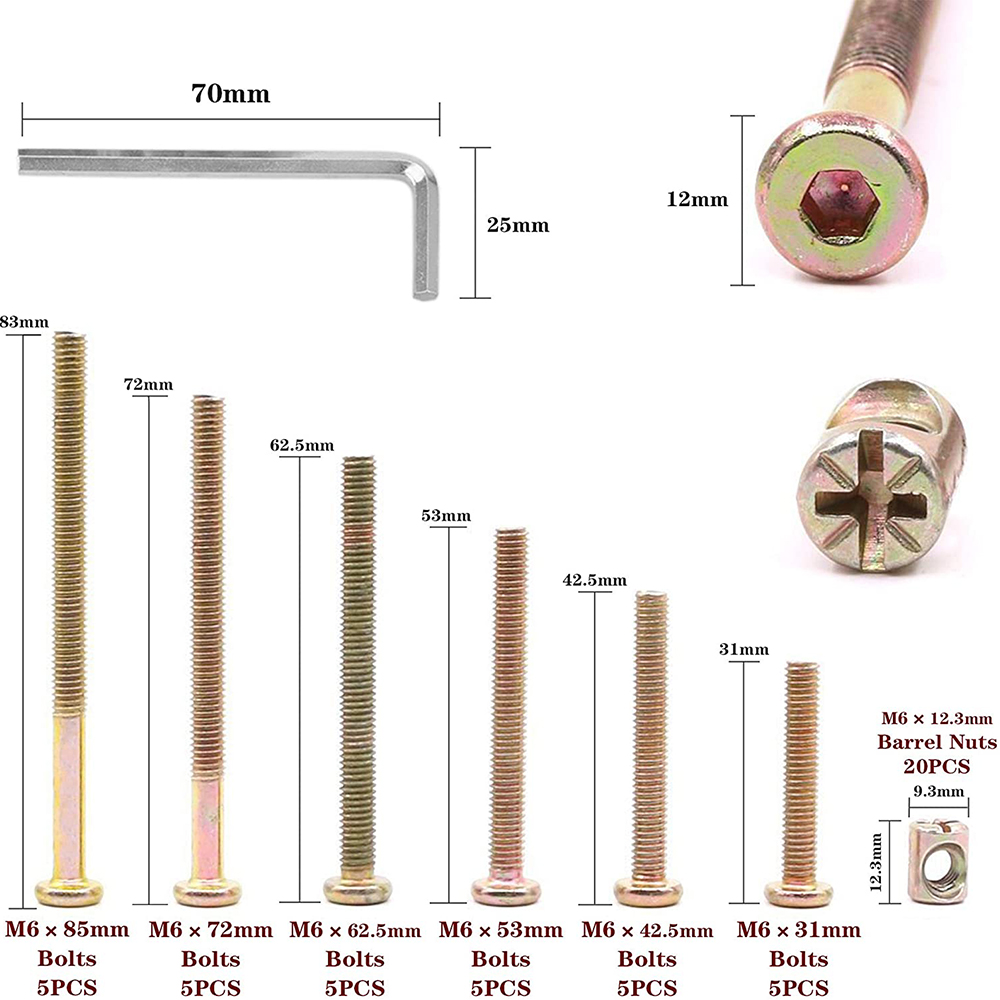 30-Bộ Quây Cũi Cho Bé Ốc Vít P - đánh giá và giá Furniture Hardware Barrel Nut