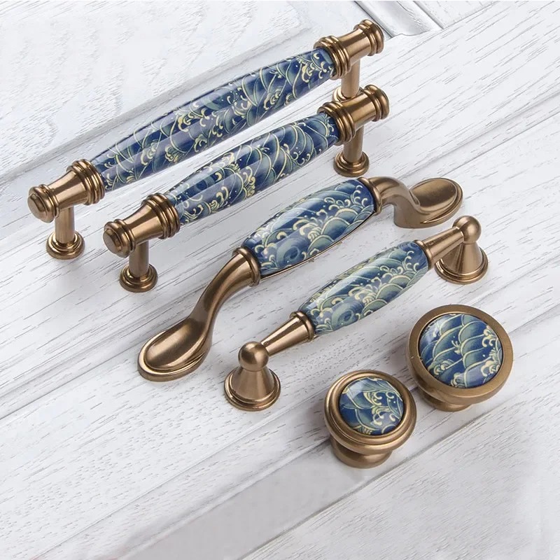 Modern Vintage Blue Wave Ceram - đánh giá và giá Furniture Hardware Drawer Pulls